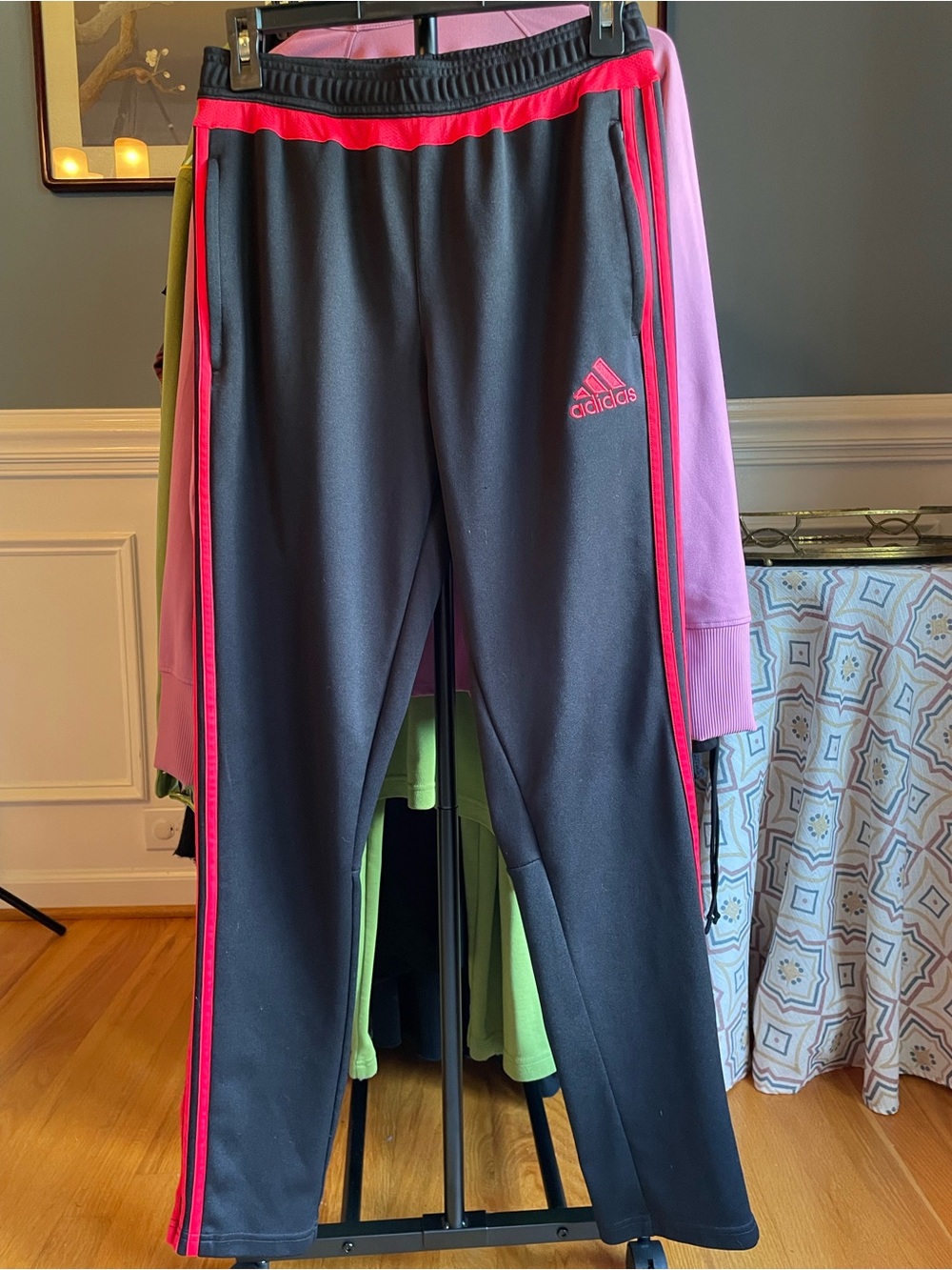 Adidas Youth XL 3-Stripe Soccer Track Pants - Black / Red Size Youth XL